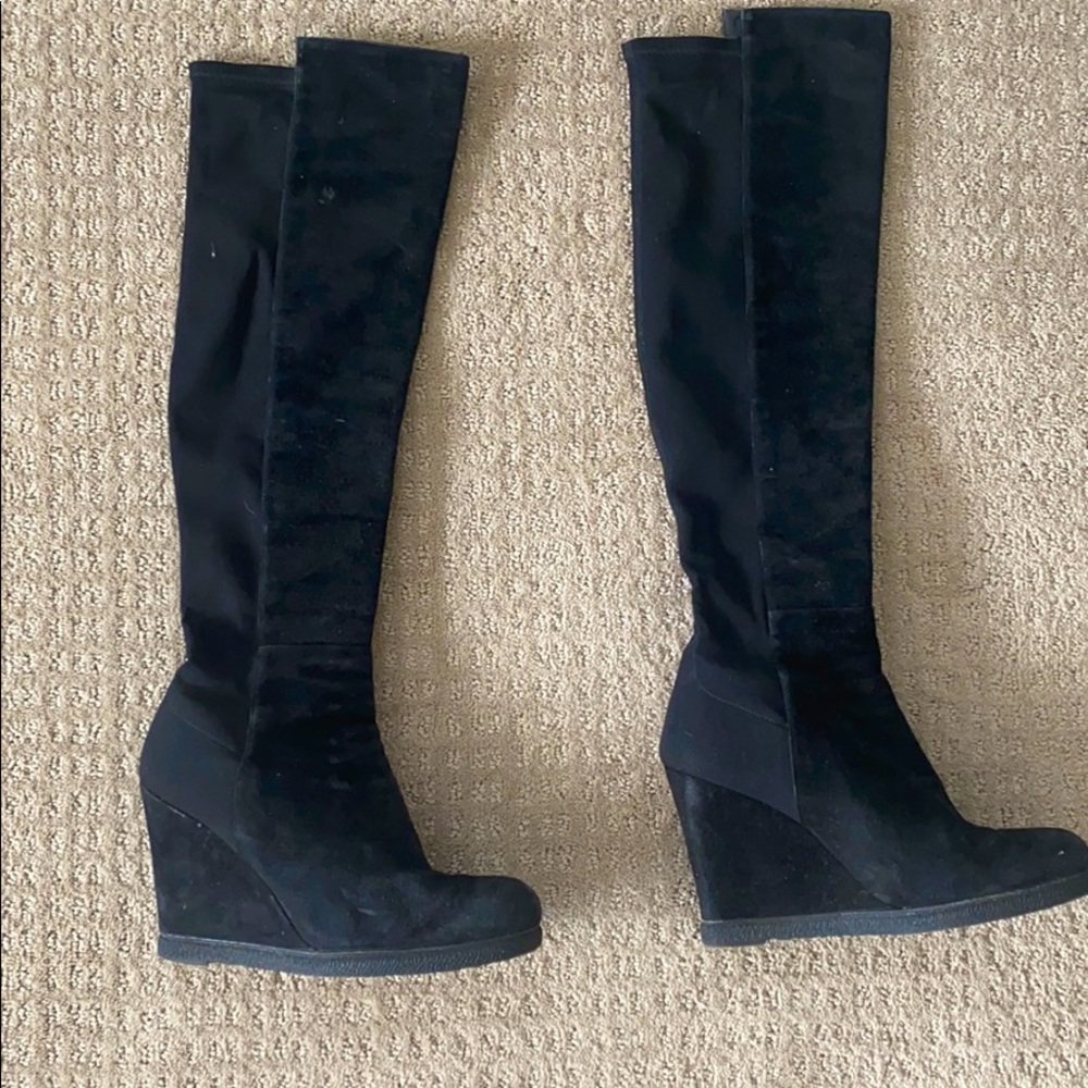 Stuart Weitzman over-the-knee suede wedge boots